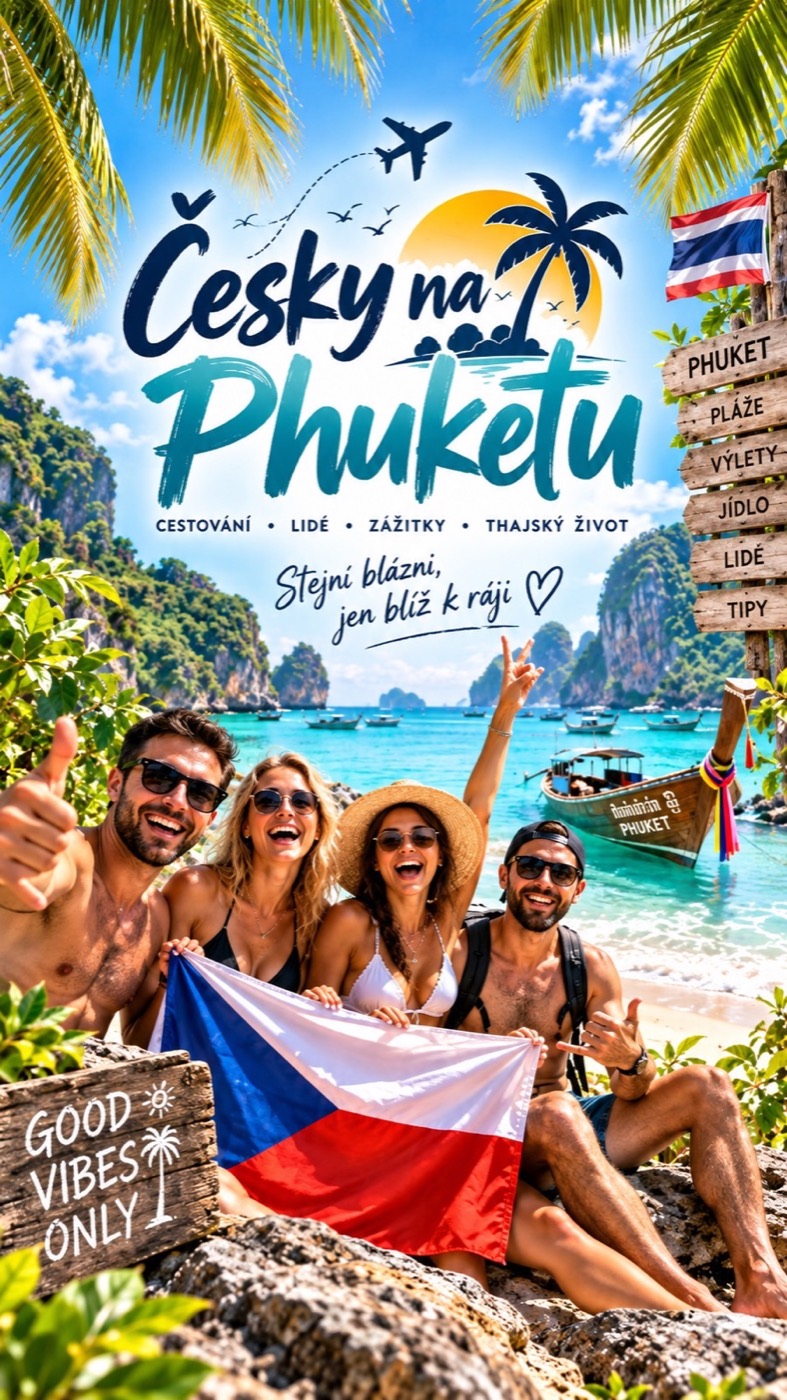 Česká parta na tropické pláži na Phuketu