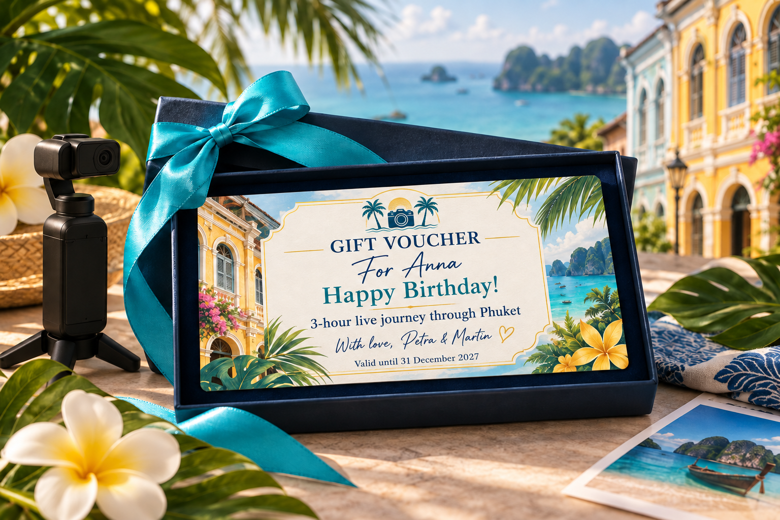 Gift voucher for a live online journey through Phuket
