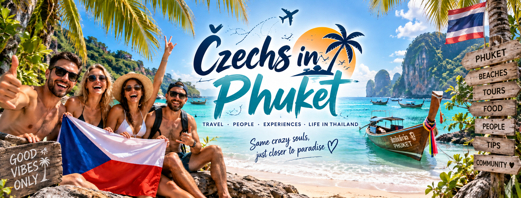 Czechs in Phuket travel community on a tropical beach